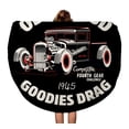 thumbnail image 1 of KDAGR 60 inch Round Beach Towel Blanket Garage Hot Rod Car and Auto Automobile Black Cartoon Travel Circle Circular Towels Mat Tapestry Beach Throw, 1 of 2