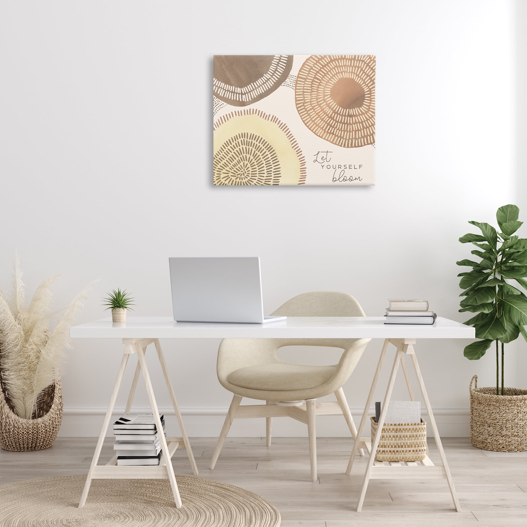 Stupell Industries Let Yourself Bloom Boho Typography Painting Gallery Wrapped Canvas Art Print Wall Art, 30 x 24