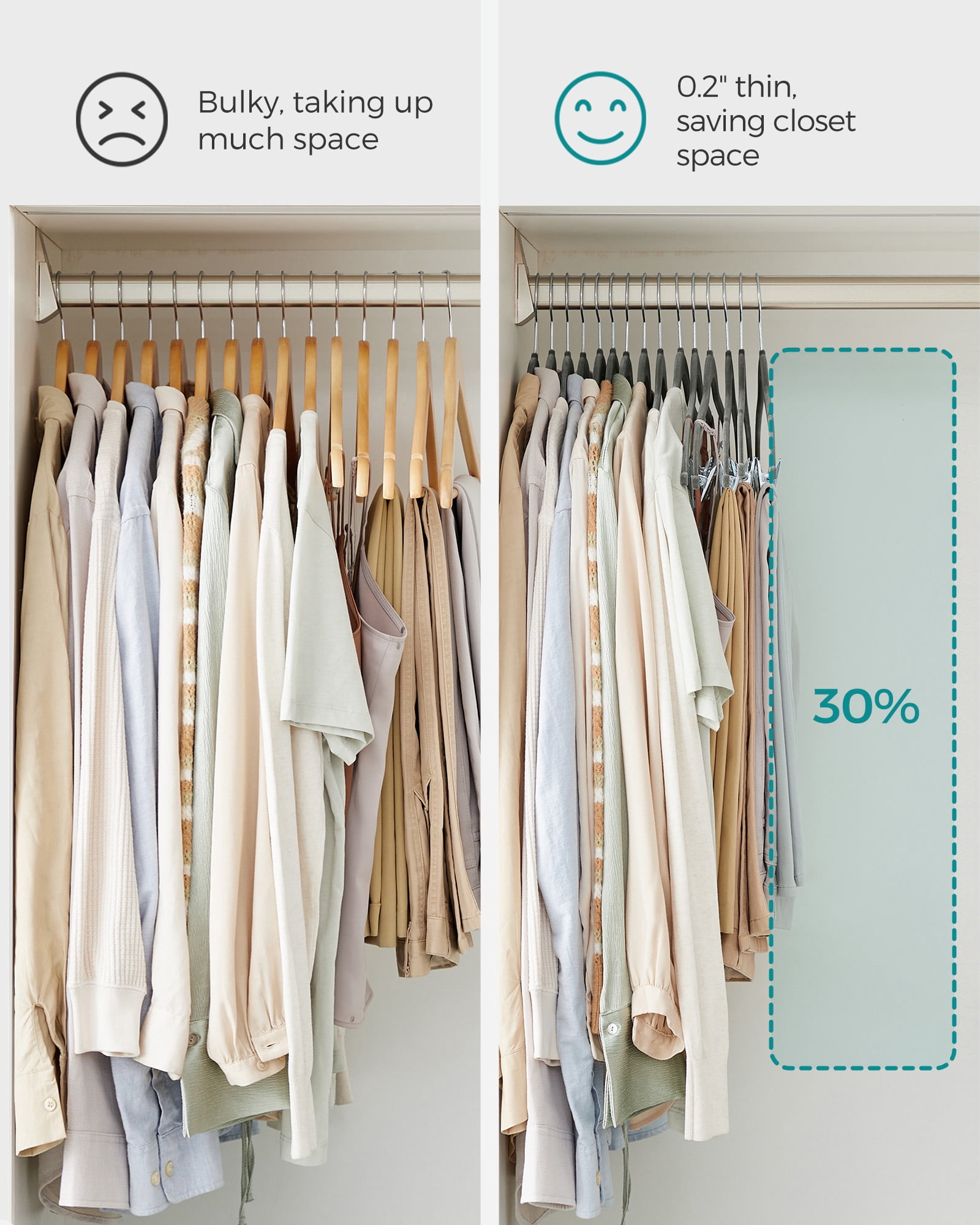 30-Pack Pants Hangers, 16.7-Inch Long Velvet Hangers with Adjustable Clips, Heavy-Duty, Non-Slip Skirt Hangers, Velvet Pants Hangers