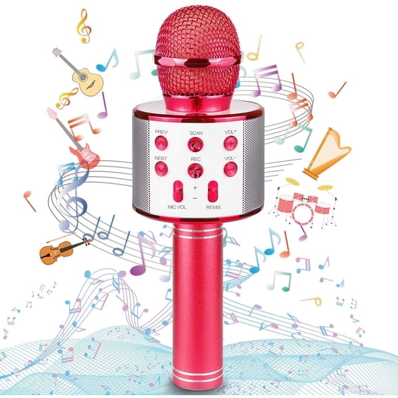 Bluetooth Wireless Karaoke Microphone for Kids, Hottest Birthday Presents Toys for 9 10 11 12 Years Old Boys Girl (Rose Gold)