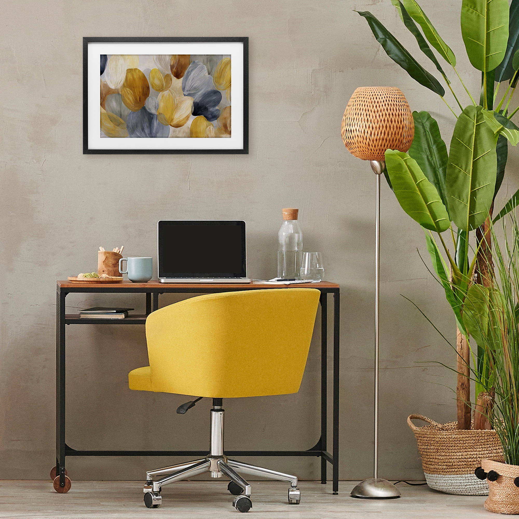 Stupell Industries Warm Oblong Layered Shapes Black Framed Print Under Glass, design by Jacky Ngan