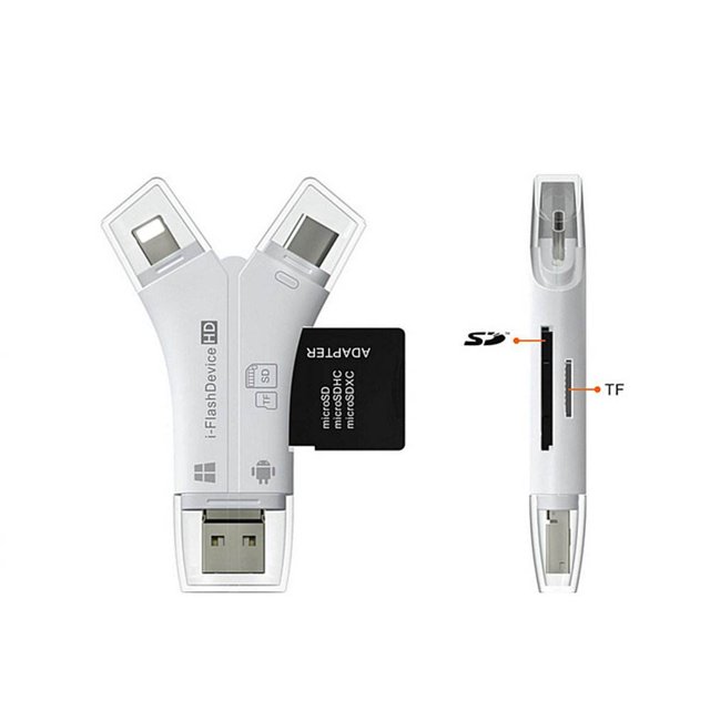 Lector de Tarjetas de Iluminación Sincero SD TF USB C a MicroUSB 4 en 1 Unidad Flash Tipo C para iPhone 7 8 11 X XR MAX