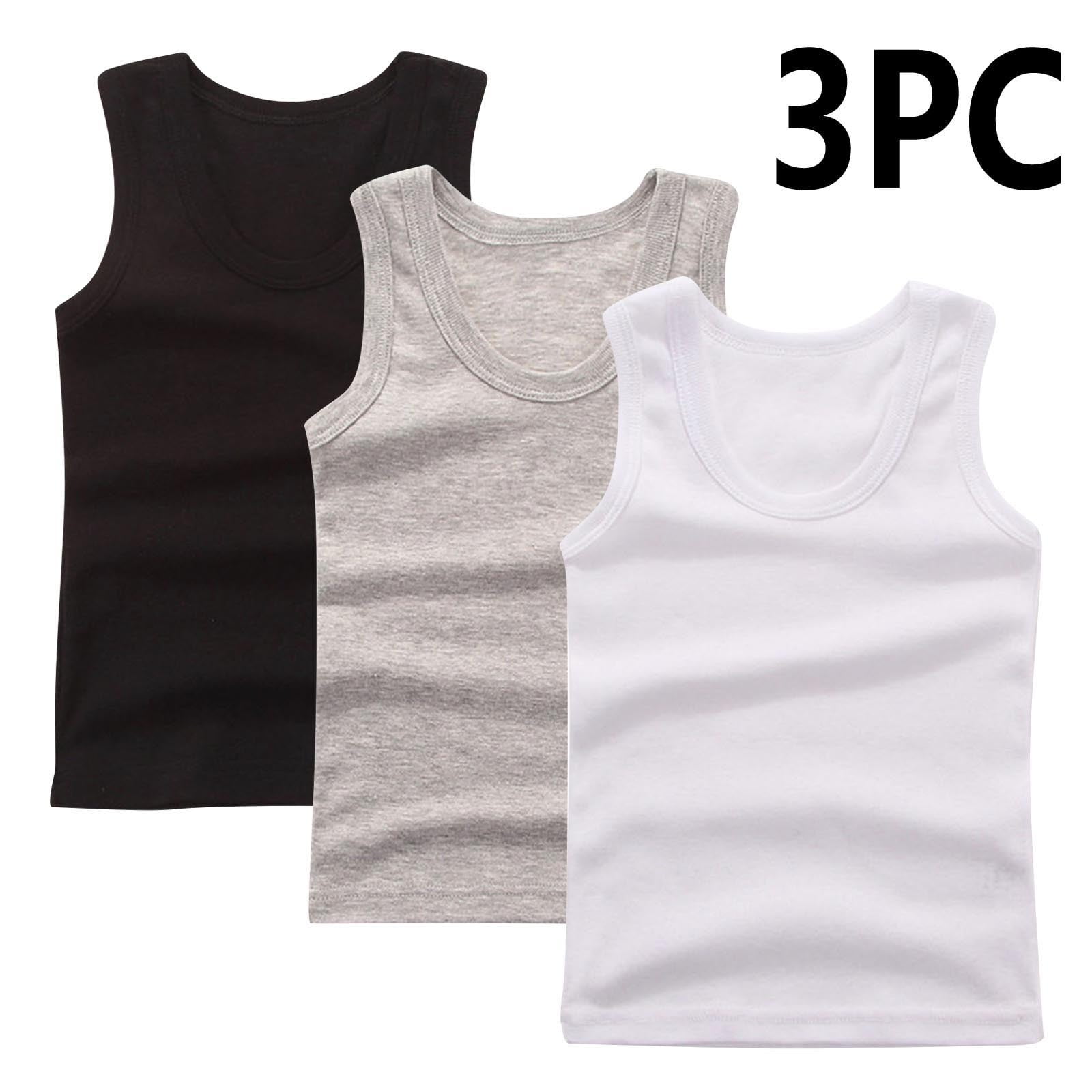 BRGZLK 3 Pack Toddler Cotton Undershirt Tank Tops Summer Trendy Solid Base Inner Layer Soft Comfort Round Neck Camisoles White 4-5 Years