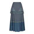 thumbnail image 3 of Women Maxi Skirt Palace Retro Style Long Skirt Spliced Lace Large Hem Skirt Beach Boho Casual Summer Full Length Skirts Elastic Waist Floral A-Line Long Dress, 3 of 4
