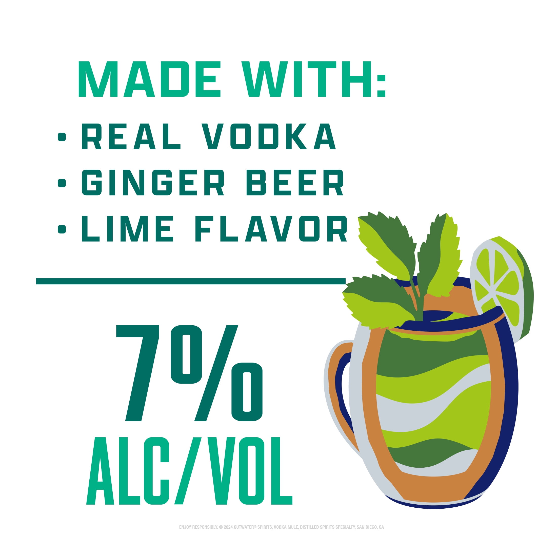 Cutwater Spirits Vodka Mule, 4 pack 12 fl. oz. Aluminum Cans, 7% ABV