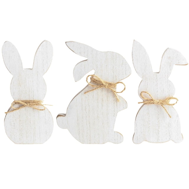 CIMAXIC easter 3pcs Easter Bunny Wooden Craft Rabbit Shape Wood Cutouts for Painting Drawing,6.69"X4.72"X0.39"