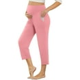 thumbnail image 2 of Vividxx Yoga Solid Color Women Capri Trousers Workout Pregnancy Maternity Capri Pants With Pocket Cozy Mother-to-be Pants, 2 of 9