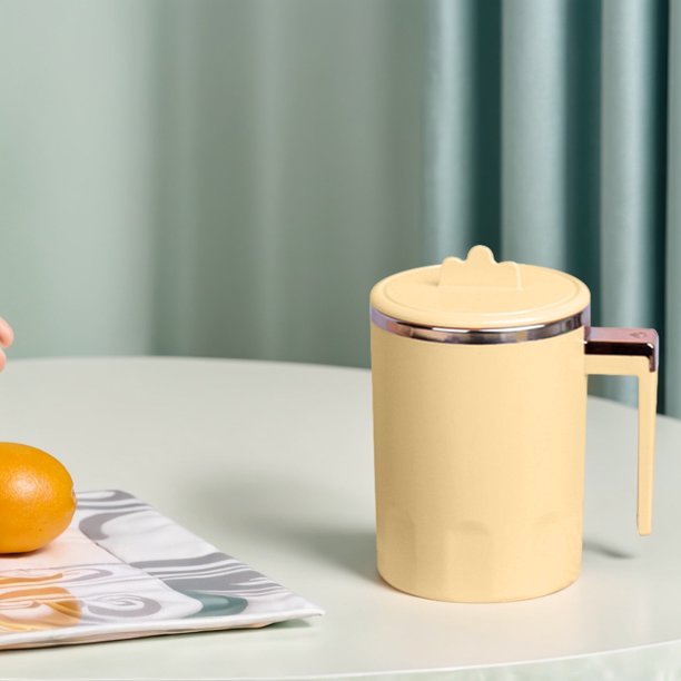 Vaso mezclador magnético de 350 ml con pantalla LED de temperatura para oficina en casa (amarillo)