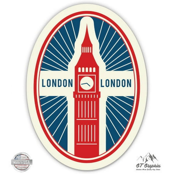 London Suitcase Sticker - 3" Vinyl Sticker - For Car Laptop I-Pad Phone Helmet Hard Hat - Waterproof Decal