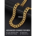 thumbnail image 4 of Suplight Cuban Link Chain for Men Women, Gold Plated Stainless Steel Waterproof Miami Curb Cuban Chain Necklace, 12mm 26 Inch Hip Hop Mens Jewelry Gifts for Brother Friends Birthday, 4 of 8