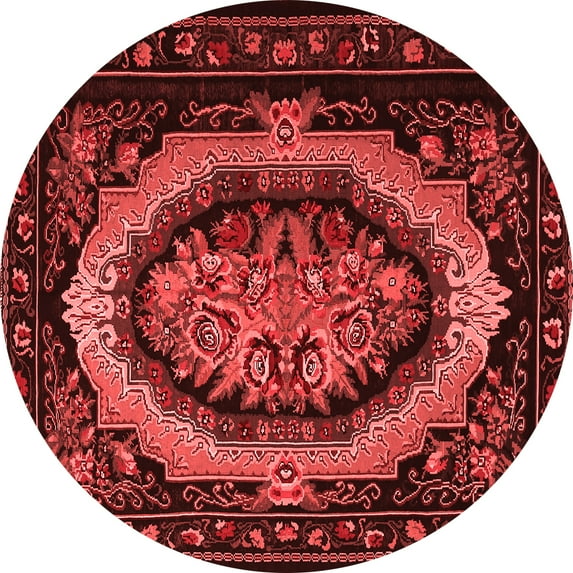 Ahgly Company Indoor Round Medallion Red French Area Rugs, 3' Round