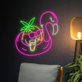 thumbnail image 3 of Handmadetneonsign Flamingo Pineapple Drinking Led Sign, Glasses Pineapple Flamingo Drink Neon Light, 3 of 5