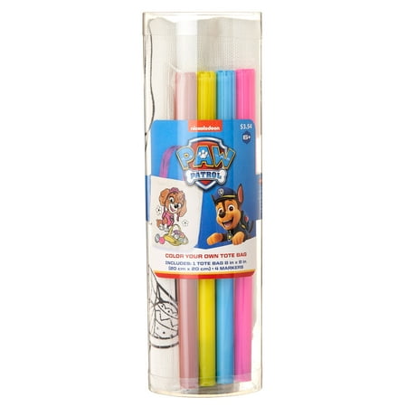 Nickelodeon Paw Patrol Color Your Own Tote Kit Includes Tote Bag and Markers