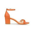 thumbnail image 3 of BLISSFUL STEP Women's Block Heels Ankle Strap Braided Heel Sandals Orange (Size 9), 3 of 8