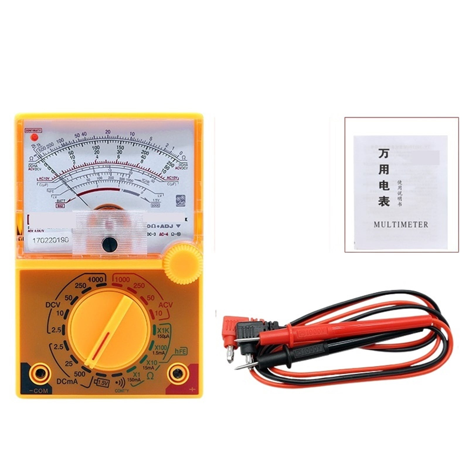 Pointer Meter DC/AC 1000V Voltmeter 500mA Ammeter 1K Resistance Meter Analog Multimeter Electrician Tools ,Battery Test