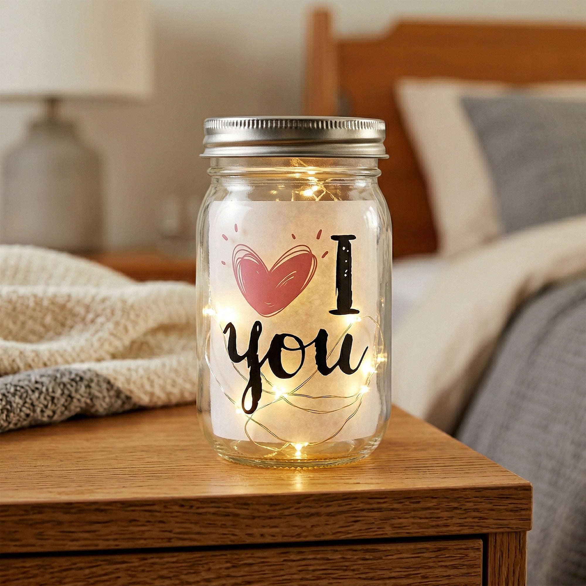Unique Bargains Airtight Glass Jar Clear Bottle With Warm White Light 3" x 3" x 5.1"