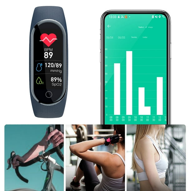 Teissuly Clearance Bluetooth Smart Bracelet Synchronization Heart Rate Call SMS Reminder Sports IP67 New Smart Bracelet Sports Fitness Monitoring,Sleep Quality Monitori(Blue, One Size) Teissuly WER2023081406392
