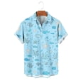 thumbnail image 6 of Gamivast Men's Button Down Shirts Short Sleeve Nautical Fish Starfish Print Beach Tops Summer Vacation Hawaiian Tee Breathable Soft Casual, 6 of 6