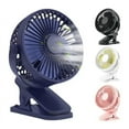thumbnail image 2 of Creative Mini Clip Fan Mute Portable Desktop Home Dorm Stroller for Rechargeable USB High Wind Three Speed Blower Student Deskto (Blue USB powered), 2 of 7
