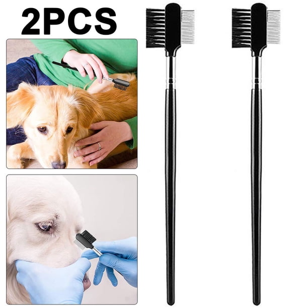 Peine para Ojos Quitamanchas Cepillo para Ojos Doble Cara para Y Gatos (plateado) 2 Uds.