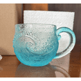 thumbnail image 4 of Handblown Sea Wave Glass Mug, Unique Textured Beach-Inspired Drinkware for Tea, Wine, or Coffee, 4 of 6