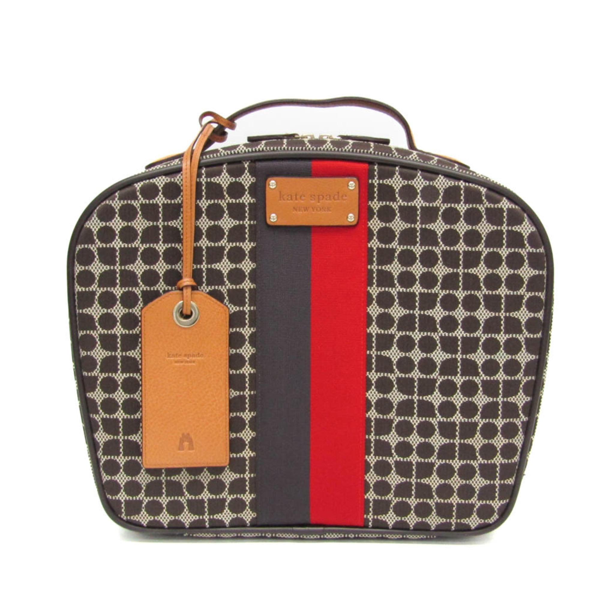 Pre-Owned Kate Spade Classic Noel Travel Bag Women's Nylon Canvas,Leather Handbag Brown