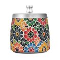 thumbnail image 7 of Yayeee Ashtray with Lid for Cigarette Smokeless Stainless Steel Home Ash Holder, Dark Floral, 7 of 7