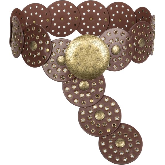 Women's Wide Disc-Belt Concho- Chunky Cowgirl-Belt for Jeans Pants