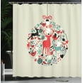 thumbnail image 4 of Ambesonne Christmas Shower Curtain, Traditional Motif, 69"Wx70"L, Beige and Red, 4 of 5