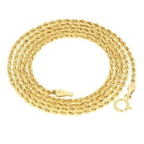 Nuragold 14k Real Yellow Gold 1.5mm Rope Chain Diamond Cut Necklace (16"-24") Dainty Italian Jewelry for Men & Women