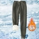 thumbnail image 2 of Pantalones deportivos Prolriy para mujer, con forro cálido, deportivos, de cintura alta, con forro polar, largos y gruesos para exteriores, de invierno, gris oscuro, XXXXXXL, 2 of 5