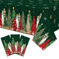 thumbnail image 1 of Mantel de plástico para árbol de Navidad de 3 piezas, 54 x 108 pulgadas, mantel desechable festivo verde para fiestas de invierno, cenas navideñas y decoraciones para interiores y exteriores, 1 of 1