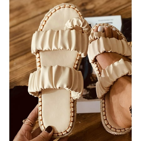 

〖Yilirongyumm〗 Beige 39 Slippers For Women Outdoor Casual Shoes Slippers Fashion Women s Breathable Sandals Leisure Women s Slipper