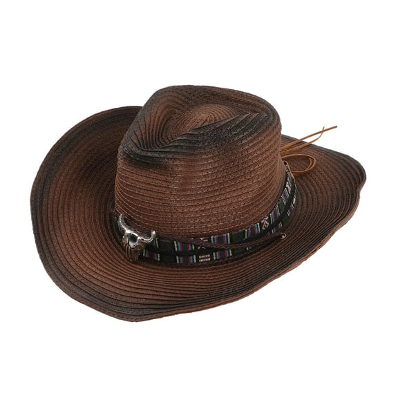 HAKIDZEL 1Set Western Style Cowboy Hat Dark Coffee for Parties and Retro Wide Brim