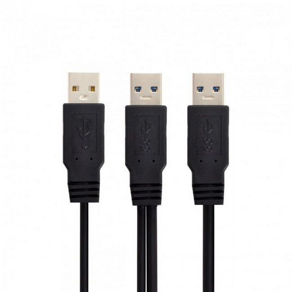JSER super speed USB 3.0 power Y cable two A Male to USB Male for external Hard Disk