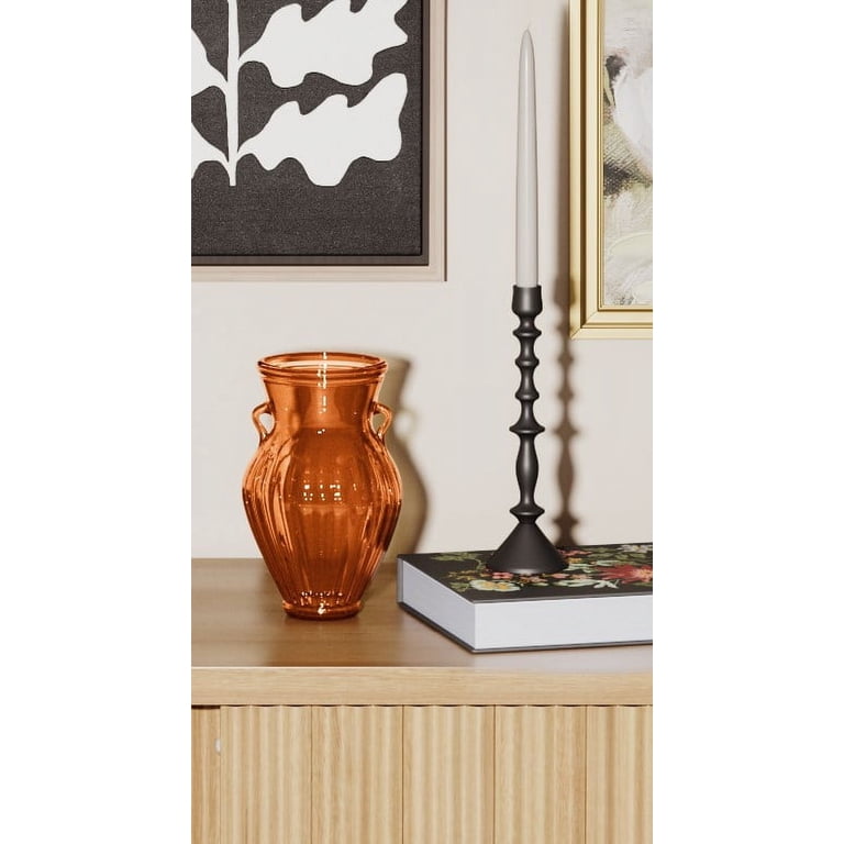 Beautiful by Drew Barrymore 8" Amber Glass Tabletop Vase photo 2