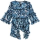 thumbnail image 2 of Blusa de punto estampada con volantes bar III para mujer azul mediana, 2 of 2
