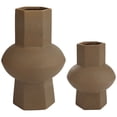 thumbnail image 2 of Dahlia Studios Emery Brown Ceramic Hexagonal Vases Set of 2, 2 of 9