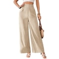 thumbnail image 2 of Women Linen Palazzo Pants Summer Boho Wide Leg High Waist Casual Lounge Pant Travel Vacation Outfits S, 2 of 9