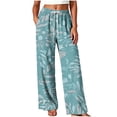 thumbnail image 2 of Utoimkio Drawstring Waist Tie-Dye Wide Leg Pants for Women Casual Summer Beach Trousers with Pockets, 2 of 5