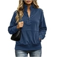thumbnail image 7 of hoksml Women's Corduroy Henley Sweatshirt Stand Collar Pocket Long Sleeve Loose Pullover for Casual Travel Soft, 7 of 7