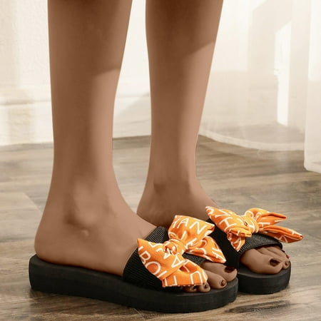 

Fanxing Wedge Sandals for Women Chunky Platform Sandal Summer Dressy Casual Slippers Cute Bow Tie Bohemia Flats Sandals