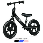 Topbuy Kids No Pedal Training Balance Bike with Adjustable Seat &EVA Foam Tires Black