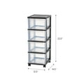 thumbnail image 2 of IRIS 4-Drawer Narrow Plastic Storage Drawer Cart, Black, 2 of 6