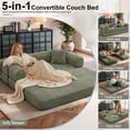 thumbnail image 3 of 78" Boneless Convertible Sleeper Sofa Bed, Holaki Corduroy Compression Folding Sofa with Pillow & 3 Seat, Fixed-Shape Frame, Floor Sofas Lounge Couch for Living Room Bedroom Apartment, Light Green, 3 of 9