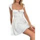 thumbnail image 4 of Lucakuins - Mini vestido de verano para mujer, sin mangas, lazo frontal, busto fruncido, estampado floral, vestido corto de línea A, ropa de playa Lucakuins  moda, 4 of 8