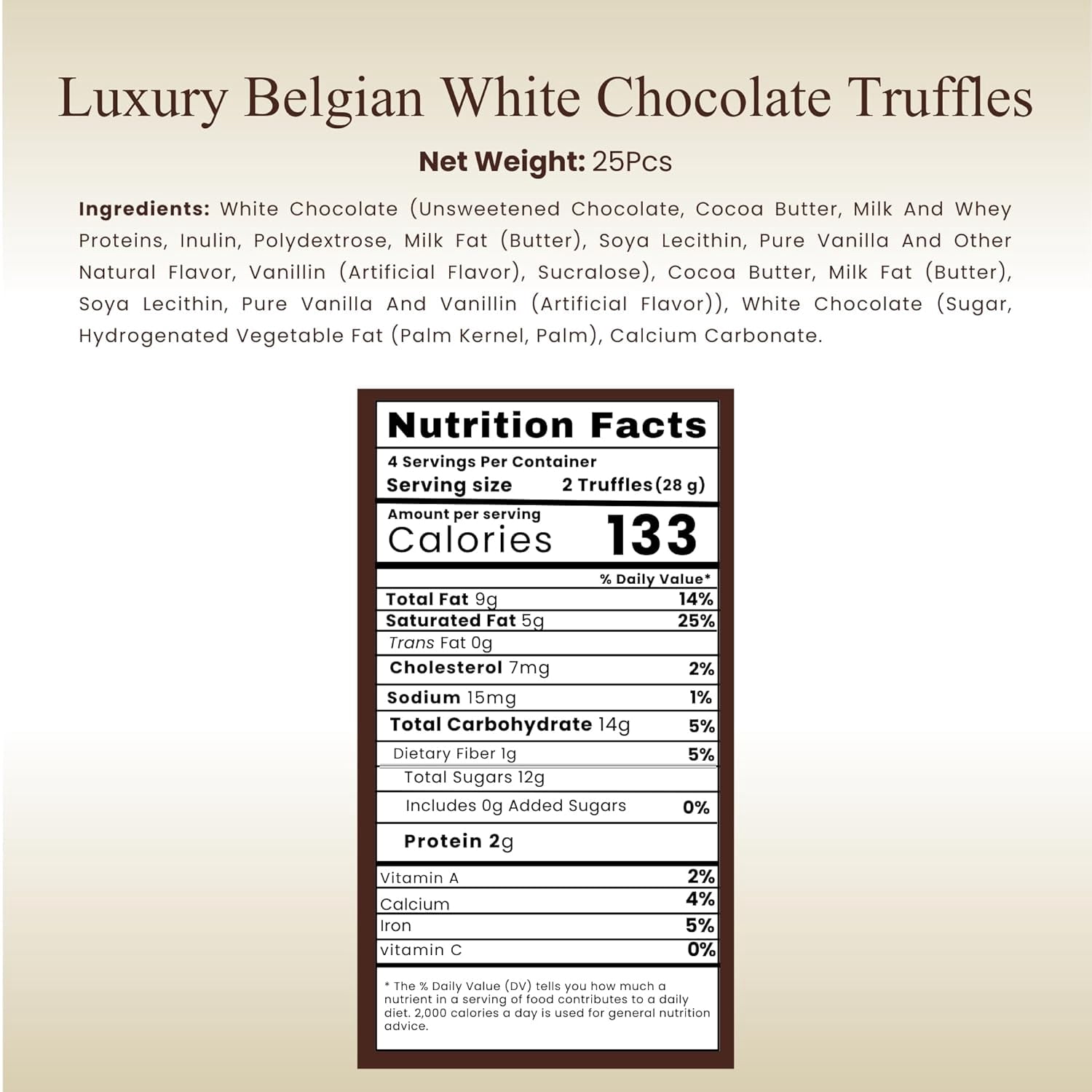 Andy Anand White Chocolate Truffles 32 Pcs Of Champagne, Amaretto, Tiramisu, Cappuccino Ext Amazing-Delicious-Gift Box Greeting Card Birthday Valentine Christmas - 1lbs