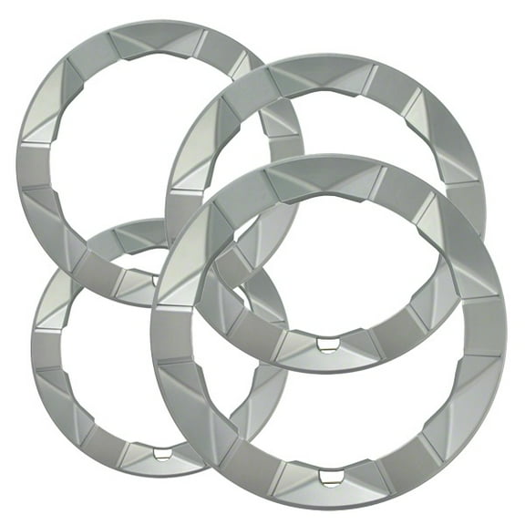 Fuel Rider 15 Inch Beauty Trim Rings Compatible with 2004-2009 Toyota Prius, Snap-on, Set of 4, Silver