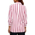 thumbnail image 6 of CBASIHI Womens Striped Button Down Shirts- Long Sleeve Casual Trendy Loose Fit Collared Fall Tops Pink Size 2XL, 6 of 7