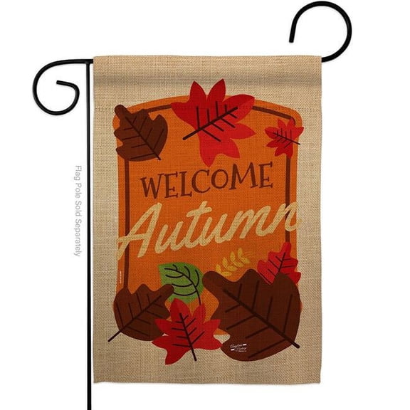 Angeleno Heritage G135084-BO 13 x 18.5 in. Welcome Autumn Garden Flag with Fall Harvest & Double-Sided Decorative Vertical Flags House Decoration Banner Yard Gift
